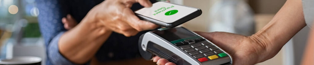 Banner content: terminal bancaria